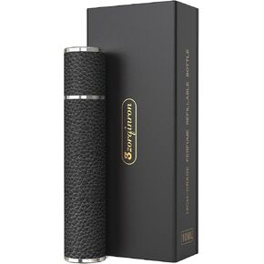 10ML Genuine Leather Atomizer Sprayer for Perfume - Portable Mini Cologne Sprayer for Woman Man - Perfume Travel Refillable Bottle,Travel Essential Fragrance Spray Bottle (Black) in Saudi Arabia
