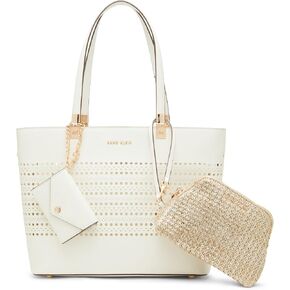 Anne Klein perforated tote with straw pouch in Kuwait