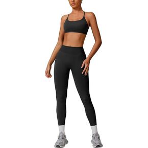 Workout Sets for Women 2 Piece Strappy Back Sports Bra and High Waisted Yoga Leggings Jogger Gym Active Sets in Saudi Arabia