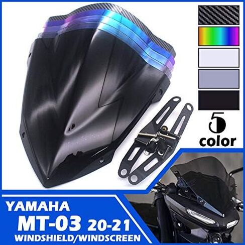 Evomosa Motorcycle Windshield Windscreen Sports Visor Fits for MT-03 MT03 MT-25 MT25 2013 2020 2021 20-21 (Black) in Saudi Arabia