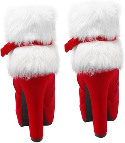 Winter Warm Faux Fur Zipper Short Boots Chunky High Heels Bowknot Zip Ankle Booties for Women Girls 23CM in Saudi Arabia