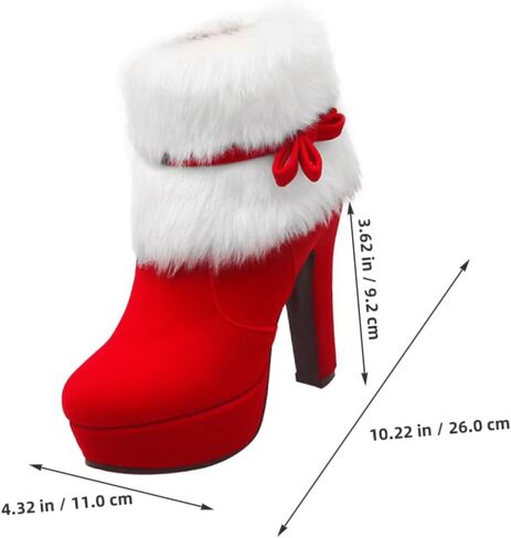 Winter Warm Faux Fur Zipper Short Boots Chunky High Heels Bowknot Zip Ankle Booties for Women Girls 23CM in Saudi Arabia