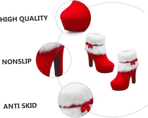 Winter Warm Faux Fur Zipper Short Boots Chunky High Heels Bowknot Zip Ankle Booties for Women Girls 23CM in Saudi Arabia