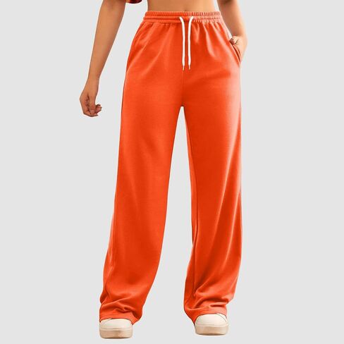 Womens Wide Leg Sweatpants Fleece High Waisted Baggy Sweat Pants Drawstring Open Bottom Casual Athletic Joggers with Pocktes in Saudi Arabia