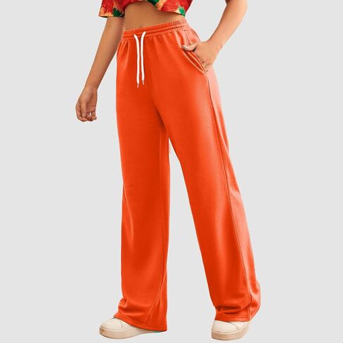 Womens Wide Leg Sweatpants Fleece High Waisted Baggy Sweat Pants Drawstring Open Bottom Casual Athletic Joggers with Pocktes in Saudi Arabia