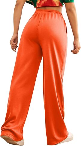 Womens Wide Leg Sweatpants Fleece High Waisted Baggy Sweat Pants Drawstring Open Bottom Casual Athletic Joggers with Pocktes in Saudi Arabia