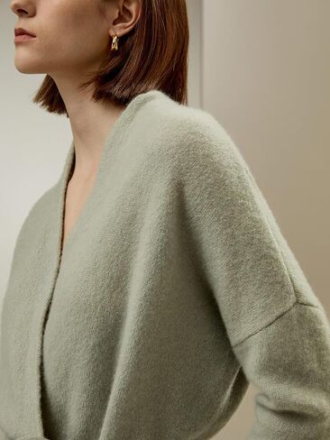LilySilk Cashmere Silk Blended Lounge Wrap Cardigan for Women Relaxed Fit Wrap Front Coat for Autumn Winter Loungewear in Saudi Arabia