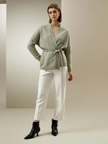 LilySilk Cashmere Silk Blended Lounge Wrap Cardigan for Women Relaxed Fit Wrap Front Coat for Autumn Winter Loungewear in Saudi Arabia