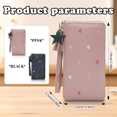 Women Wallet, PU Long Wallets for Women, Large Capacity Wallet for Woman with Zipper, Slim Women Wallet for Dating, Shopping(Black) in Saudi Arabia