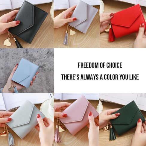 Custom Leather Wallets for Women- Personalized Engrave Text Leather Wallet with Tassel Metal Hearts- Birthday, Loving Gift for Grandmother, Mother-Personalized Mothers Day Gifts in Saudi Arabia