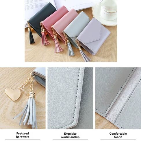 Custom Leather Wallets for Women- Personalized Engrave Text Leather Wallet with Tassel Metal Hearts- Birthday, Loving Gift for Grandmother, Mother-Personalized Mothers Day Gifts in Saudi Arabia
