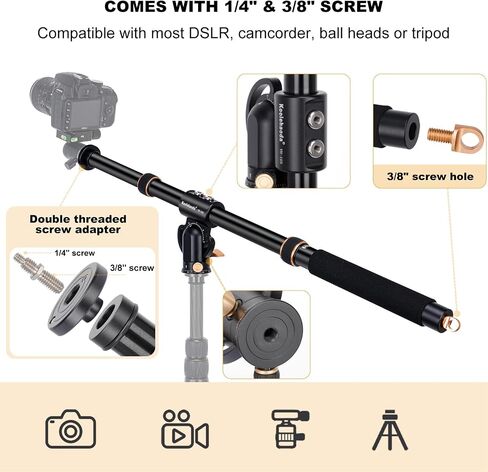 Koolehaoda 33" Tripod Extension Arm, Aluminum Horizontal Center Column arm 2 Sections with 360° rotatable for Overhead, Multi-Angle Photography, Load Up to 22lbs (Tripod not Included) in Saudi Arabia
