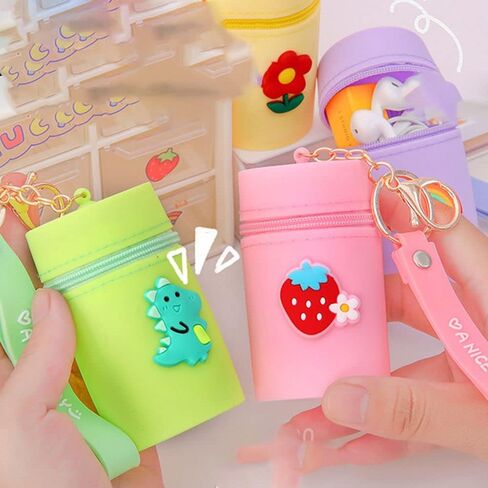 Generic Headphone Storage Bag Lovely Mini Coin Purse Multifunctional Silicone Coin Pocket Portable Key Chain(A) in Saudi Arabia