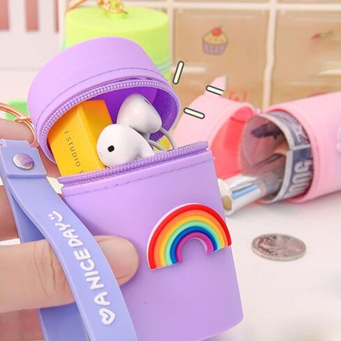 Generic Headphone Storage Bag Lovely Mini Coin Purse Multifunctional Silicone Coin Pocket Portable Key Chain(A) in Saudi Arabia