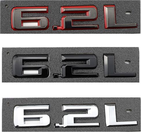6.2L Emblem Car Hood Badge for 2019 2020 2021 2022 1500 2500HD Truck Nameplate Sticker Pack of 2 (Black-Red) in Saudi Arabia