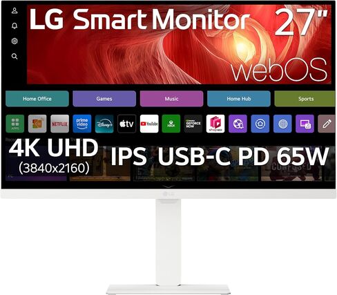 LG 27SR75U-W MyView 27 inch 4K UHD (3840x2160) IPS HDR10 USB Type-C 65W PD Smart Monitor webOS 23 AirPlay Screen Share Bluetooth ThinQ App Built-in Speaker HDMI White in Saudi Arabia