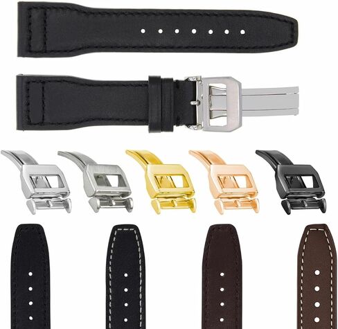 Ewatchparts 20-21-22-23mm حزام ساعة جلدي مع مشبك نشر متوافق مع IWC Pilot البرتغالي Top Gun in Saudi Arabia
