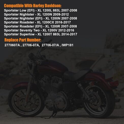 2007-2017 Fuel Injector Fit for Harley Davidson Sportster XL 883 Iron XL1200X Nightster XL1200N Roadster XL 1200CX Seventy Two XL1200V Superlow XL1200T, Replace 27706-07/A IWP181 in Saudi Arabia