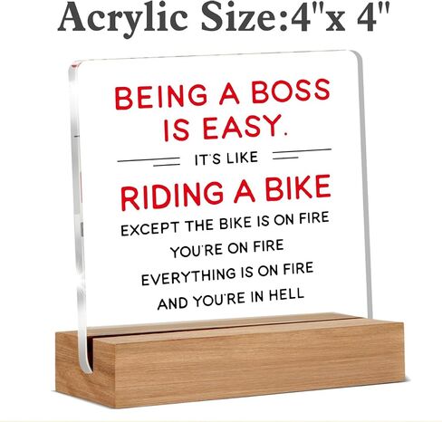 Funny Boss Gifts for Men, Women, Cool Gifts for Bosses, Boss Day Birthday Gift, Office Desk Decor 4 x 4 Inches in Saudi Arabia
