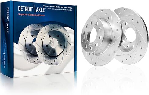 Detroit Axle - Rear Brake Rotors for Volkswagen Jetta Beetle EOS, 11-13 Audi A3 Quattro, Drilled and Slotted Disc Brake Rotors Replacement : 9.96" inch Rotor in Saudi Arabia