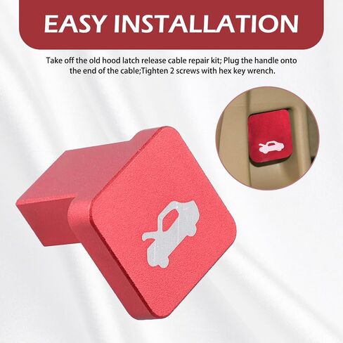 Hood Latch Release Handle Cable Repair Kit, Aluminum Alloy Hood Release Latch Handle, Compatible with Honda Civic 1996-2011, Honda CR-V 1997-2006, Honda Element 2003-2011 (Red) in Saudi Arabia