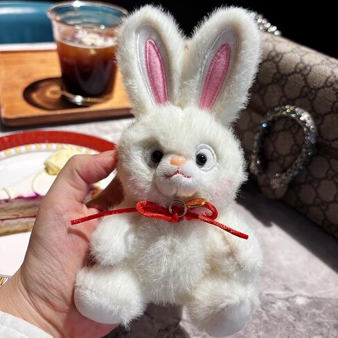 DMCIATOO 6.3 Inch Cute Bunny Keychain - Soft Plush Backpack Charm & Purse Accessory for Women, Gift for Girls in Saudi Arabia