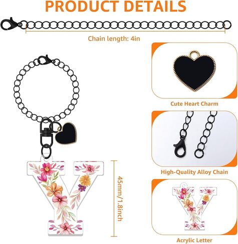 Oubaka Letter Charm Accessories for Stanley Cup, ID Initial Letter Charm Heart Alphabet Chain for Handbag Backpacks in Saudi Arabia