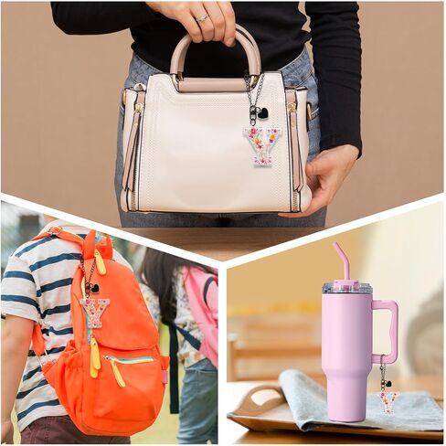 Oubaka Letter Charm Accessories for Stanley Cup, ID Initial Letter Charm Heart Alphabet Chain for Handbag Backpacks in Saudi Arabia