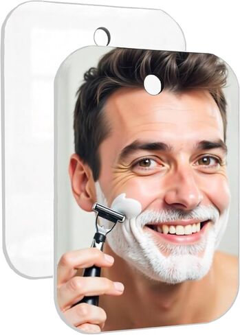 Pack of 2 Fogless Shower Mirror 6x8 Inch - Acrylic Shaving Mirror for Bathroom - Durable & Lightweight with 2 Strong Hooks for Easy Hanging - Shatterproof Design for Fog-Free Shaving and Grooming in Saudi Arabia