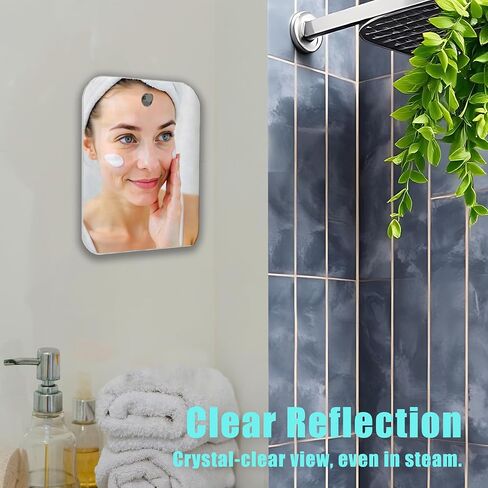 Pack of 2 Fogless Shower Mirror 6x8 Inch - Acrylic Shaving Mirror for Bathroom - Durable & Lightweight with 2 Strong Hooks for Easy Hanging - Shatterproof Design for Fog-Free Shaving and Grooming in Saudi Arabia