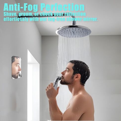 Pack of 2 Fogless Shower Mirror 6x8 Inch - Acrylic Shaving Mirror for Bathroom - Durable & Lightweight with 2 Strong Hooks for Easy Hanging - Shatterproof Design for Fog-Free Shaving and Grooming in Saudi Arabia