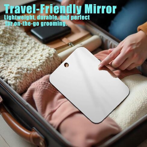 Pack of 2 Fogless Shower Mirror 6x8 Inch - Acrylic Shaving Mirror for Bathroom - Durable & Lightweight with 2 Strong Hooks for Easy Hanging - Shatterproof Design for Fog-Free Shaving and Grooming in Saudi Arabia