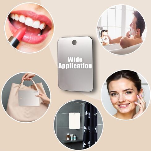 Pack of 2 Fogless Shower Mirror 6x8 Inch - Acrylic Shaving Mirror for Bathroom - Durable & Lightweight with 2 Strong Hooks for Easy Hanging - Shatterproof Design for Fog-Free Shaving and Grooming in Saudi Arabia