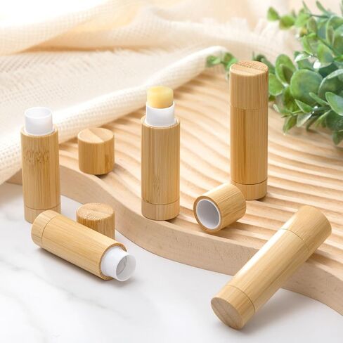 Leinuosen 36 Pcs Bamboo Empty Lipstick Tubes, Refillable 5g Lip Balm Containers with Rotable Plastic Inner for Women Girl DIY Cosmetic Lip Gloss Tubes for Lipstick, Deodorant, Solid Perfume, Makeup in Saudi Arabia