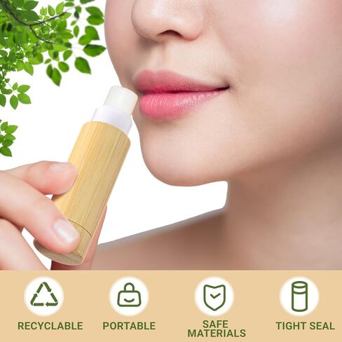 Leinuosen 36 Pcs Bamboo Empty Lipstick Tubes, Refillable 5g Lip Balm Containers with Rotable Plastic Inner for Women Girl DIY Cosmetic Lip Gloss Tubes for Lipstick, Deodorant, Solid Perfume, Makeup in Saudi Arabia