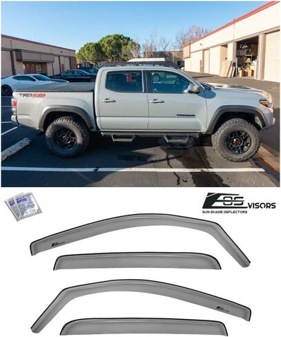 Fits All 2016-2023 Toyota Tacoma Double Cab Models | EOS Visors in-Channel Style Smoke Tinted Side Vents Window Deflectors Rain Guards in Saudi Arabia
