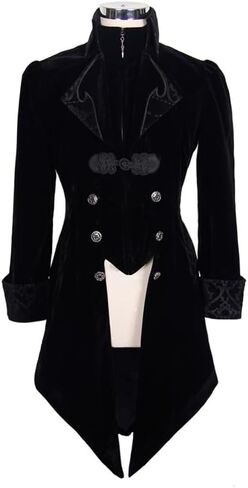 Men's Gothic Velvet Coat medieval victorian vampire costume Intricate Embroidery Metal Ornaments in Saudi Arabia