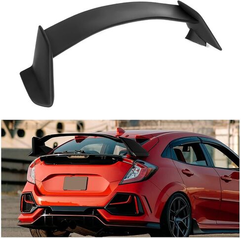 جناح صندوق السيارة الخلفي من KUAFU متوافق مع 2016-2021 Honda Civic Hatchback Type-R نمط غطاء صندوق السيارة وجناح الشفاه منحرف الهواء ABS بلاستيك (أسود غير لامع) in Saudi Arabia