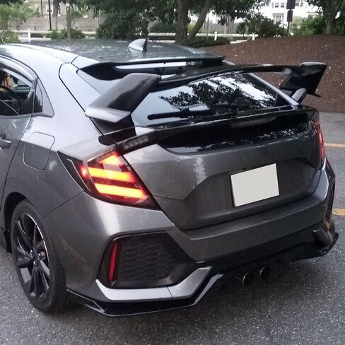 جناح صندوق السيارة الخلفي من KUAFU متوافق مع 2016-2021 Honda Civic Hatchback Type-R نمط غطاء صندوق السيارة وجناح الشفاه منحرف الهواء ABS بلاستيك (أسود غير لامع) in Saudi Arabia