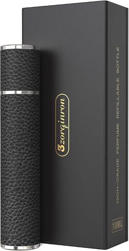 10ML Genuine Leather Atomizer Sprayer for Perfume - Portable Mini Cologne Sprayer for Woman Man - Perfume Travel Refillable Bottle,Travel Essential Fragrance Spray Bottle (Black) in Saudi Arabia