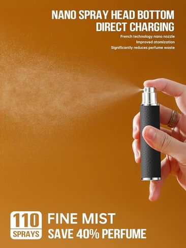 10ML Genuine Leather Atomizer Sprayer for Perfume - Portable Mini Cologne Sprayer for Woman Man - Perfume Travel Refillable Bottle,Travel Essential Fragrance Spray Bottle (Black) in Saudi Arabia
