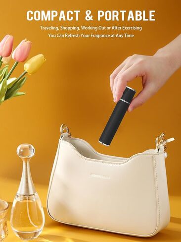 10ML Genuine Leather Atomizer Sprayer for Perfume - Portable Mini Cologne Sprayer for Woman Man - Perfume Travel Refillable Bottle,Travel Essential Fragrance Spray Bottle (Black) in Saudi Arabia