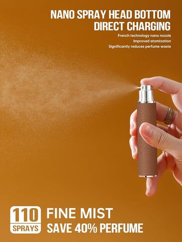 10ML Genuine Leather Atomizer Sprayer for Perfume - Portable Mini Cologne Sprayer for Woman Man - Perfume Travel Refillable Bottle,Travel Essential Fragrance Spray Bottle (Black) in Saudi Arabia