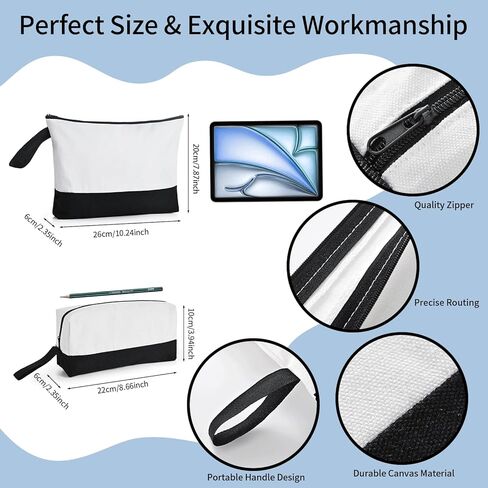 20 Pcs Canvas Makeup Bag with Bottom, 12oz Cotton Cosmetic Bag Set Bulk Multi-Purpose DIY Heat Transfer Makeup Bags with Black Zipper for Bridesmaid Makeup Bag Travel Toiletry Pouch Storage, Halloween in Kuwait