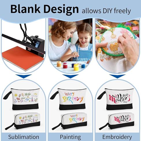 20 Pcs Canvas Makeup Bag with Bottom, 12oz Cotton Cosmetic Bag Set Bulk Multi-Purpose DIY Heat Transfer Makeup Bags with Black Zipper for Bridesmaid Makeup Bag Travel Toiletry Pouch Storage, Halloween in Kuwait