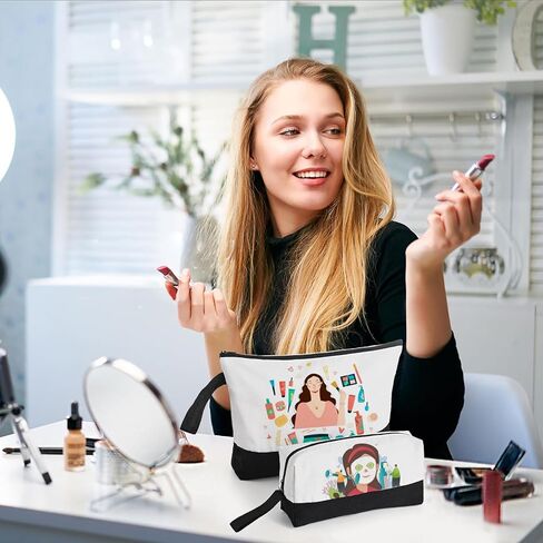 20 Pcs Canvas Makeup Bag with Bottom, 12oz Cotton Cosmetic Bag Set Bulk Multi-Purpose DIY Heat Transfer Makeup Bags with Black Zipper for Bridesmaid Makeup Bag Travel Toiletry Pouch Storage, Halloween in Kuwait