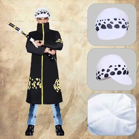 Halloween Cosplay Costume set for mens Anime Kimono Robe Outfit with Sword Spotted Hat DEATH Stickers in Saudi Arabia
