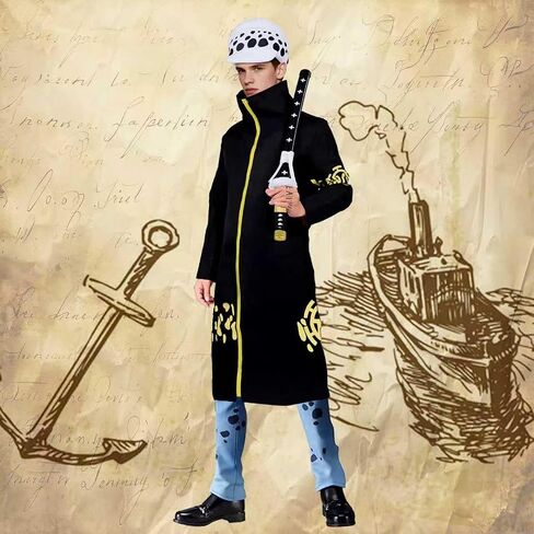 Halloween Cosplay Costume set for mens Anime Kimono Robe Outfit with Sword Spotted Hat DEATH Stickers in Saudi Arabia