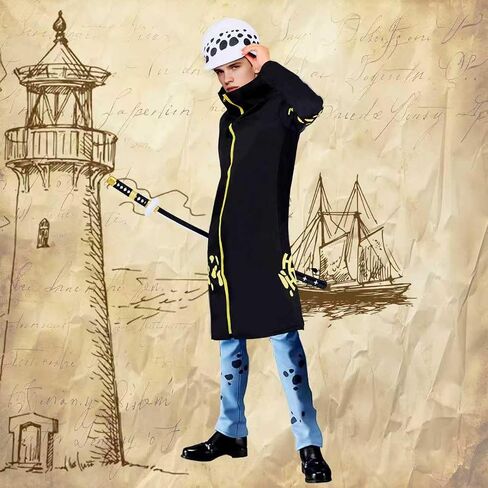 Halloween Cosplay Costume set for mens Anime Kimono Robe Outfit with Sword Spotted Hat DEATH Stickers in Saudi Arabia
