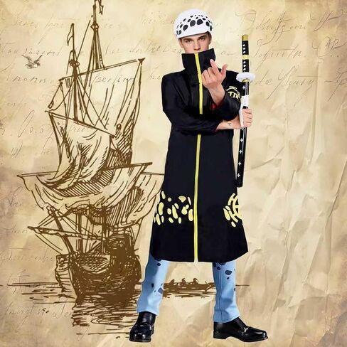 Halloween Cosplay Costume set for mens Anime Kimono Robe Outfit with Sword Spotted Hat DEATH Stickers in Saudi Arabia